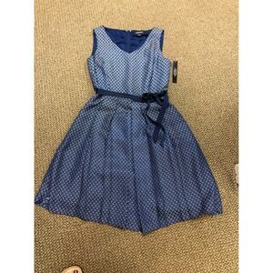 Tahari Arthur S.‎ Levine Navy White Geometric Fit & Flare Dress - Size 6